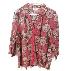 Cato Floral Button Front Top 18/20W